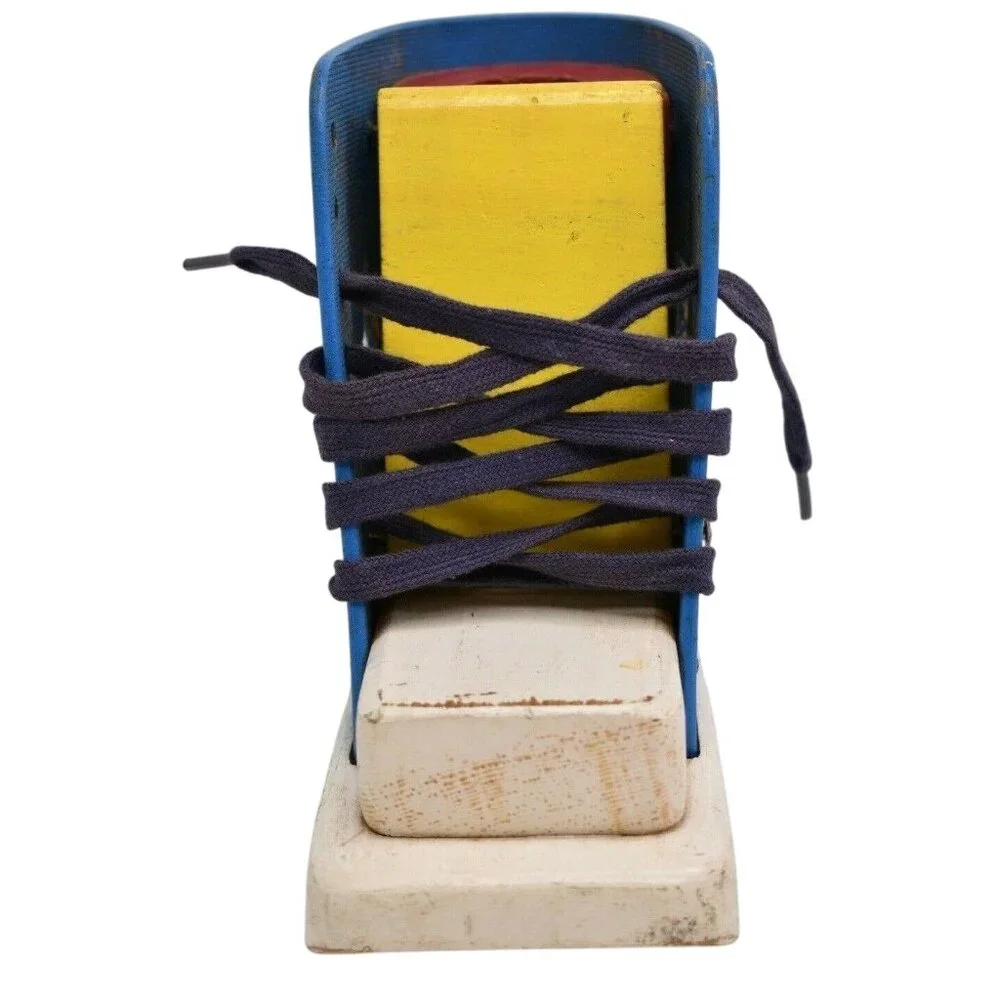 Vintage Playskool Wooden Lacing Shoe Toy Learn to Tie Old Woman in Shoe‎